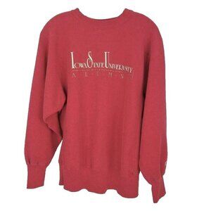 Iowa State Alumni Sweatshirt L Vintage 1990 Champion Red Reverse Weave USA Made